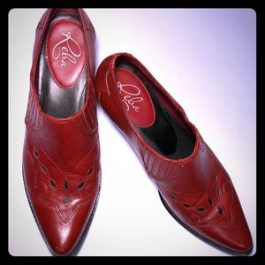 Reba Red Low-cut Boots Western Design Sz 9M